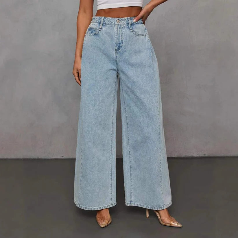 Denim Wide Leg Barrel Jeans