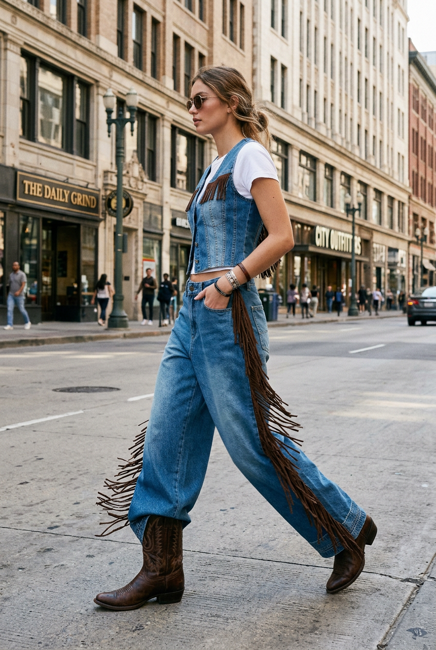 Fringe Baggy Jeans