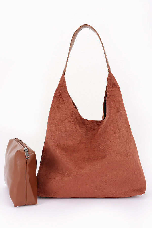 Faux Suede Bindle Bag
