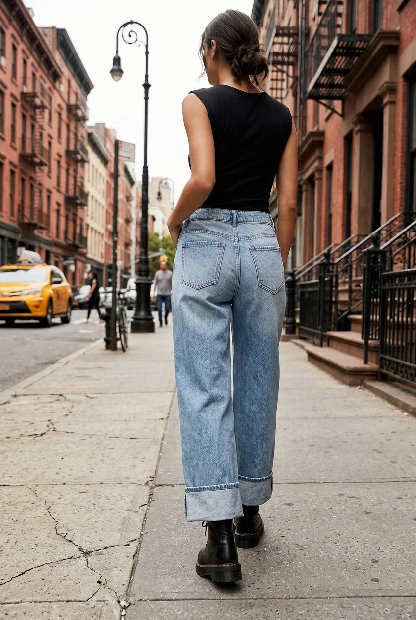 Trendy Cuffed Jeans