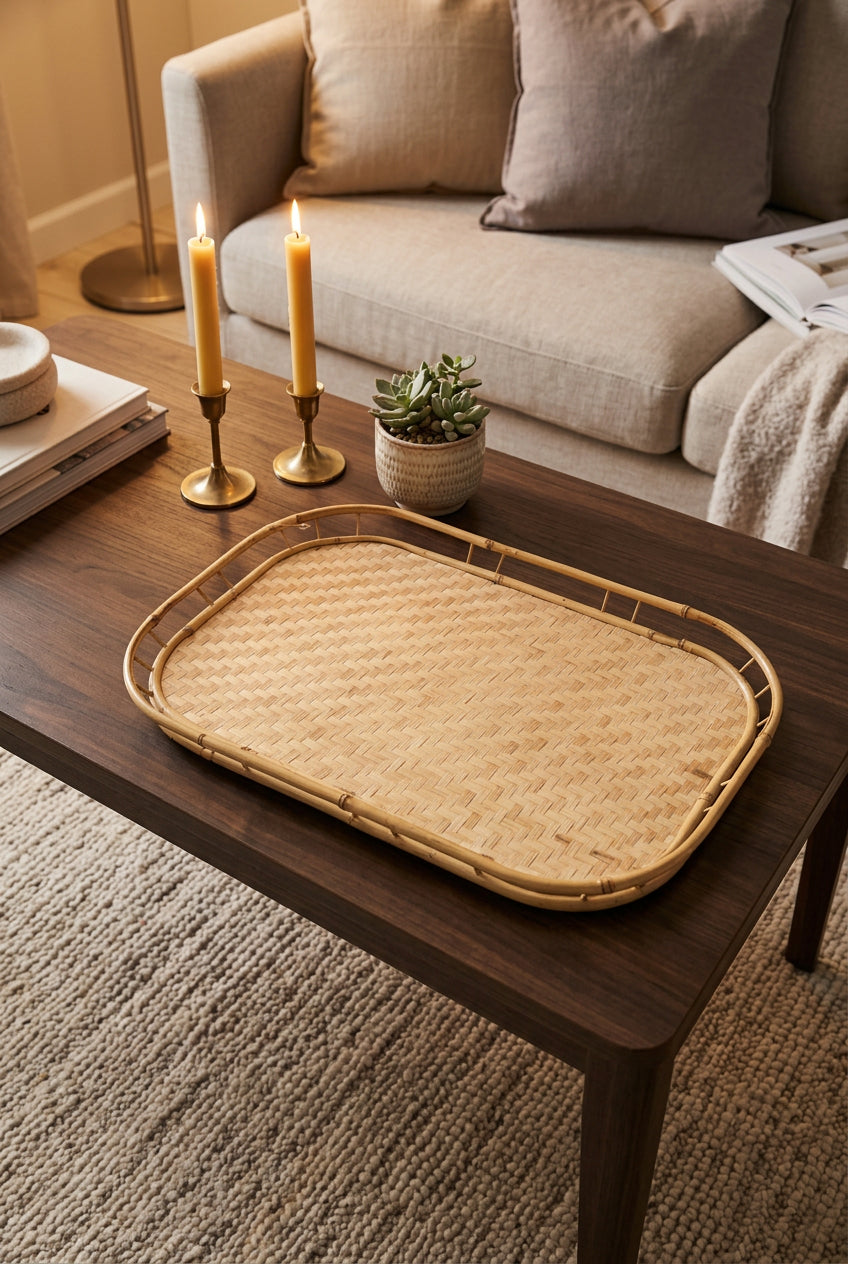 19x13 Bamboo Rim Serving Tray