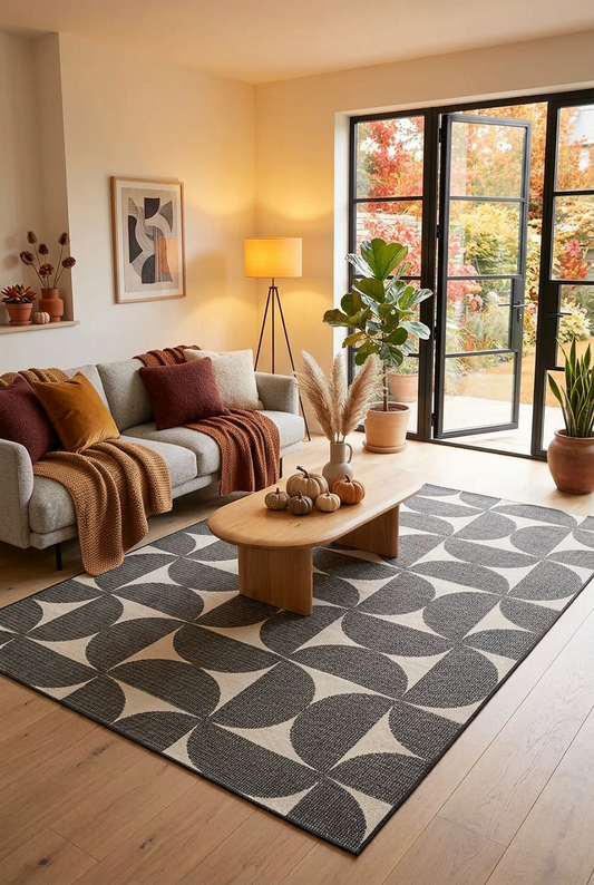 9' x 6' Indoor - Mid Century Modern Geometric Area Rug | Washable