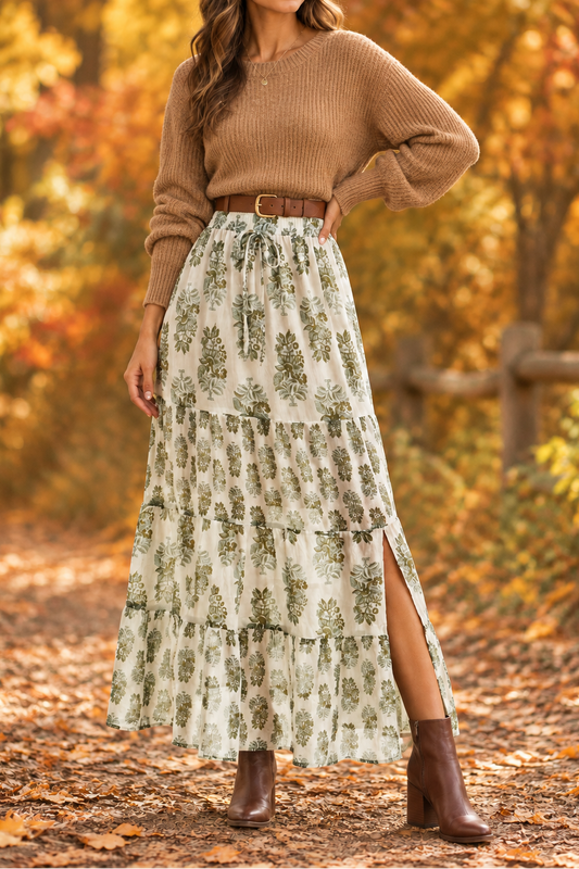 Botanical Tiered Maxi Skirt
