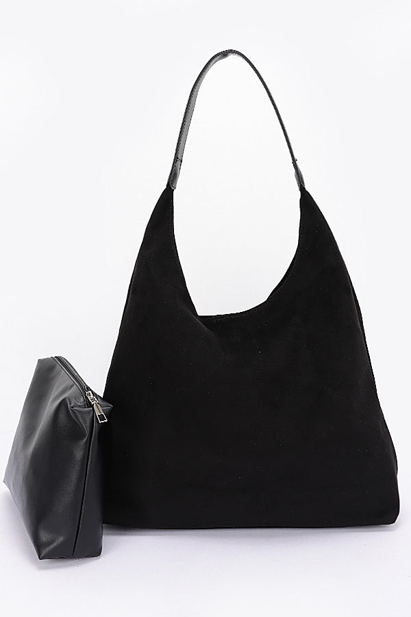Faux Suede Bindle Bag