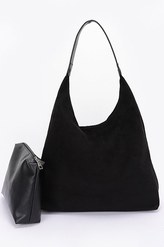 Faux Suede Bindle Bag