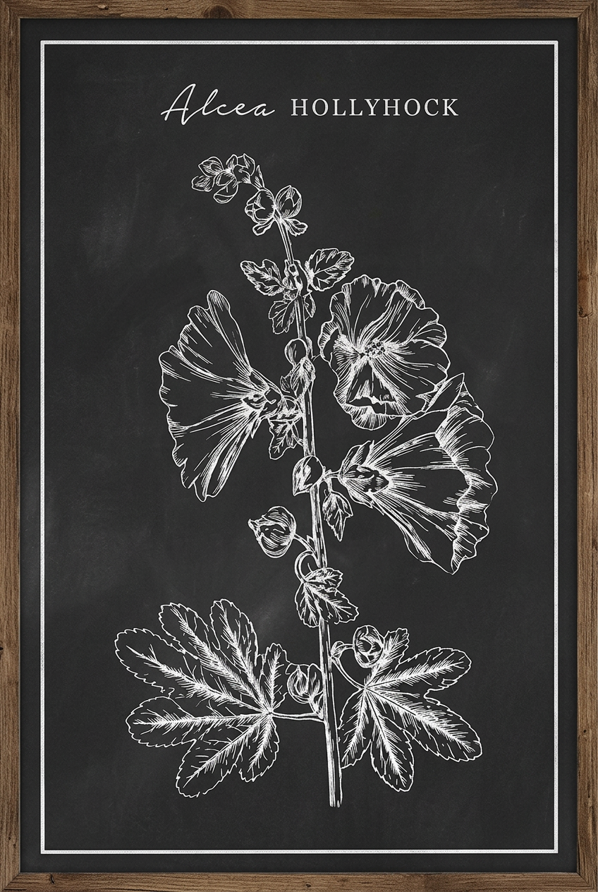 24" H x 18" W - Botanical Chalk Style Framed Print