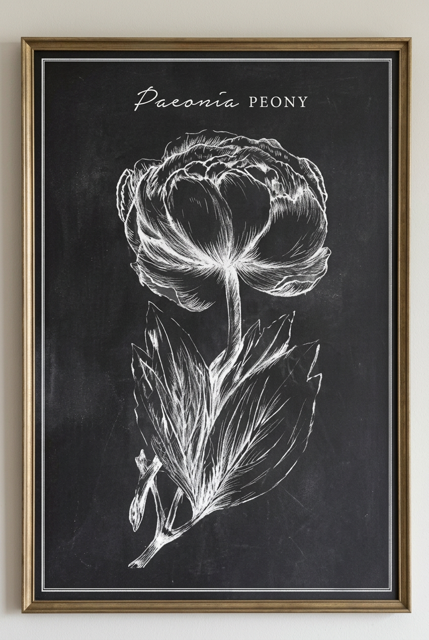 24" H x 18" W - Botanical Chalk Style Framed Print