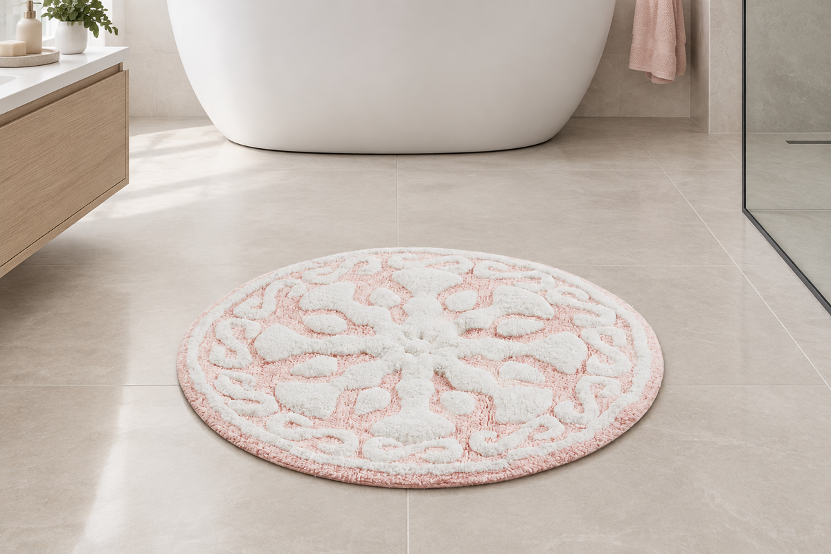 25 " Round Modern Bohemian Medallion Cotton Bath Rug