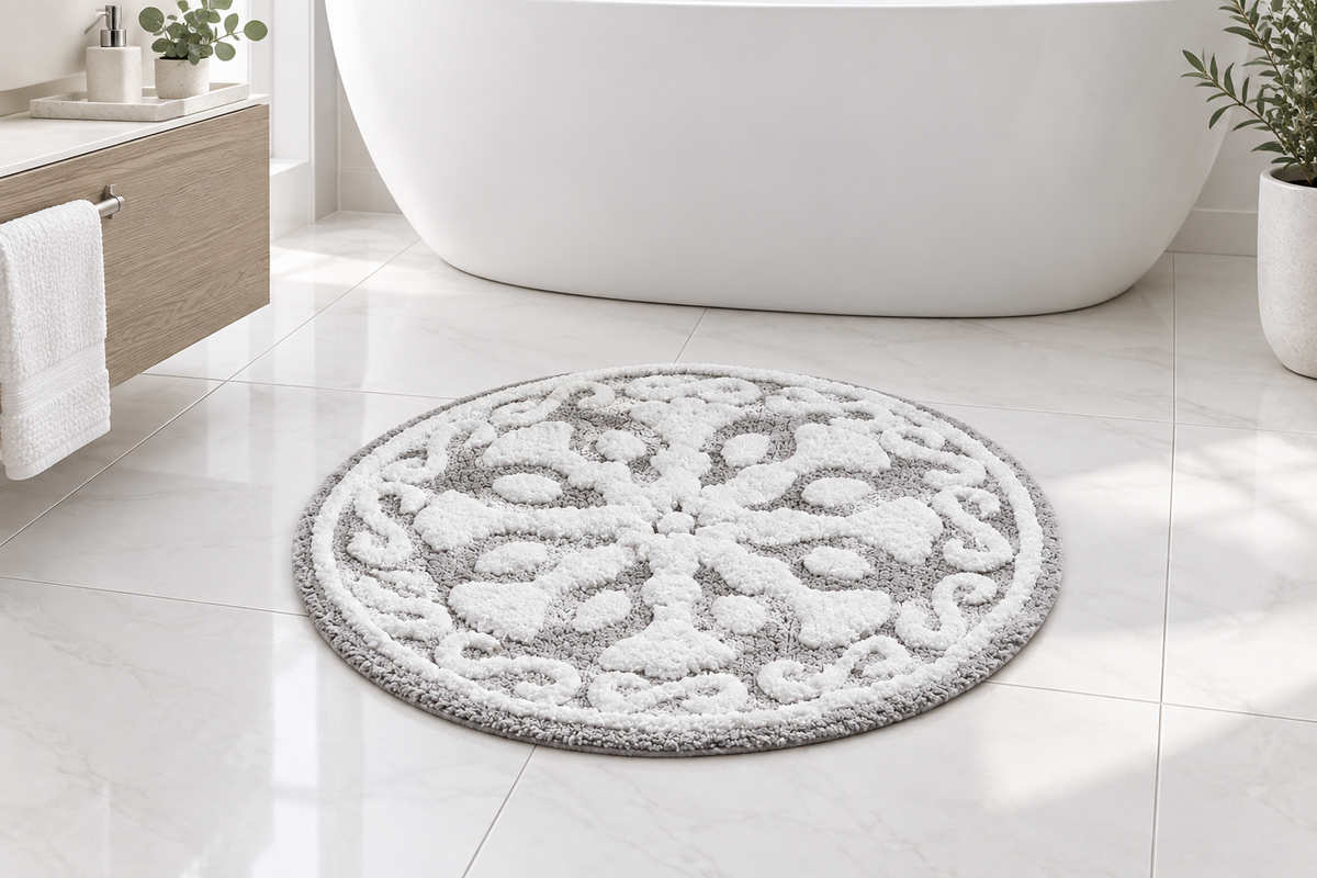 25 " Round Modern Bohemian Medallion Cotton Bath Rug