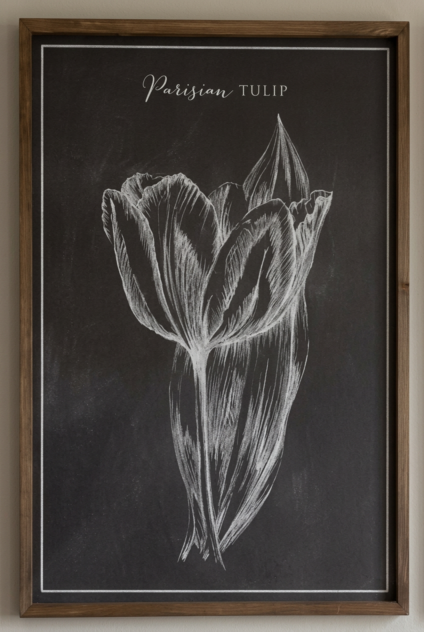 24" H x 18" W - Botanical Chalk Style Framed Print