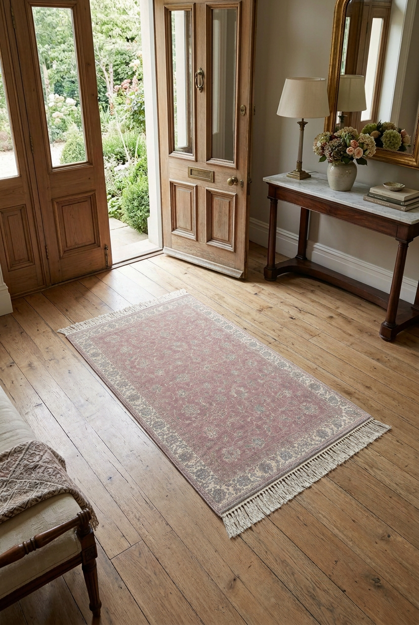 Antique Rug  - Ivory and Brick Tones