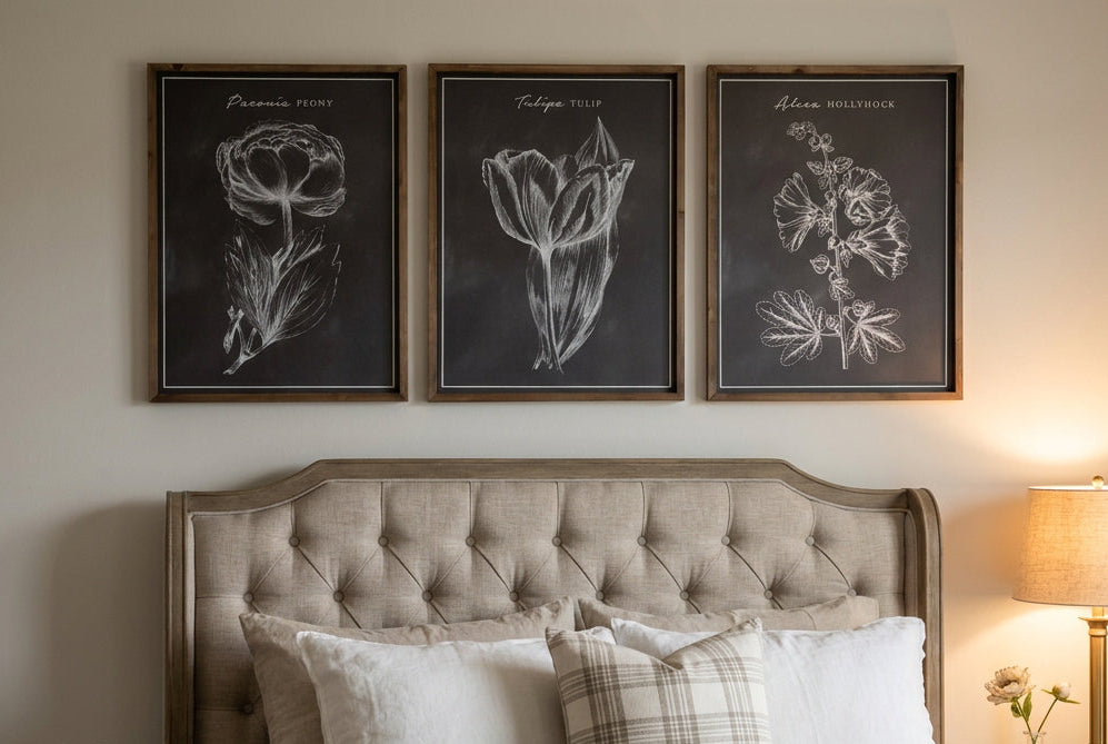 24" H x 18" W - Botanical Chalk Style Framed Print