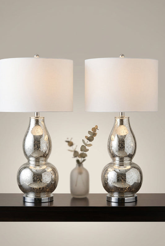 Mercurio Antique Silver w/ Wheat Brown Shade 29-inch